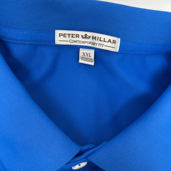 Peter Millar 2XL Solid Blue Short Sleeve Contemporary Fit Golf Polo Shirt - Picture 2 of 6